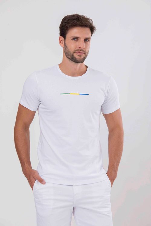 Camiseta Masculina Malha Copa Brasil - Branco