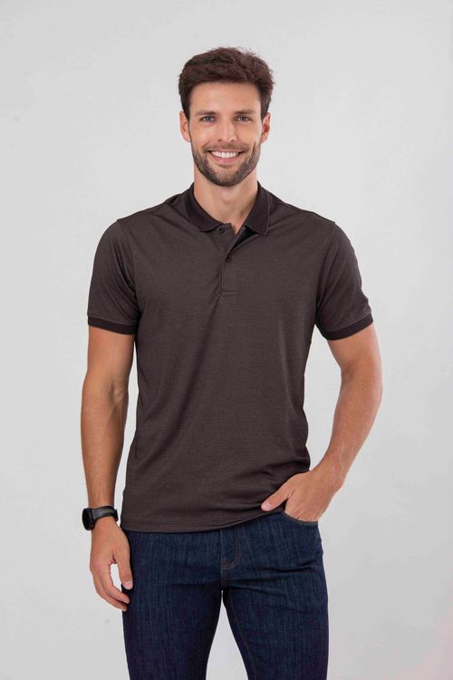 Camiseta Polo Masculina Manga Curta - Chumbo