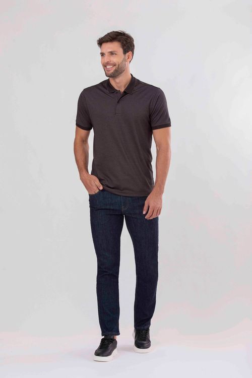 Camiseta Polo Masculina Manga Curta - Chumbo