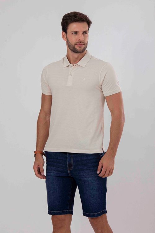 Camiseta Polo Masculina Manga Curta - Marfim