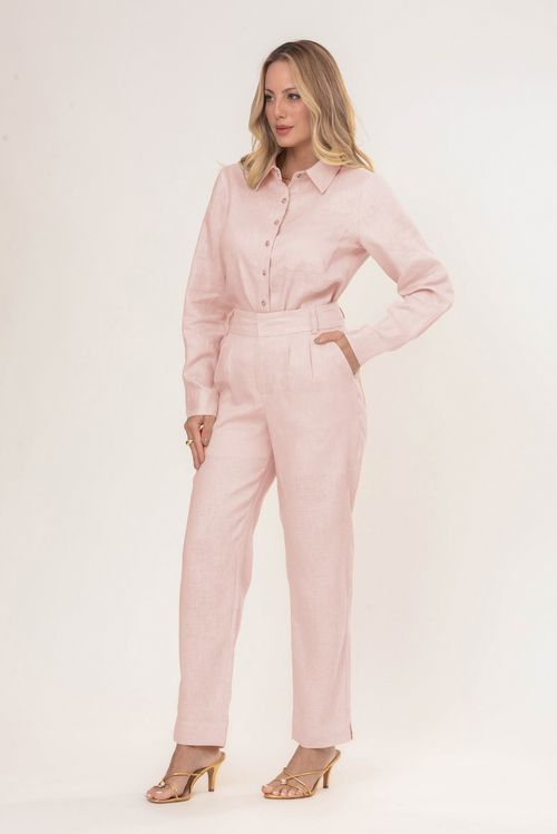 Camisa Feminina Puro Linho Com Bolso